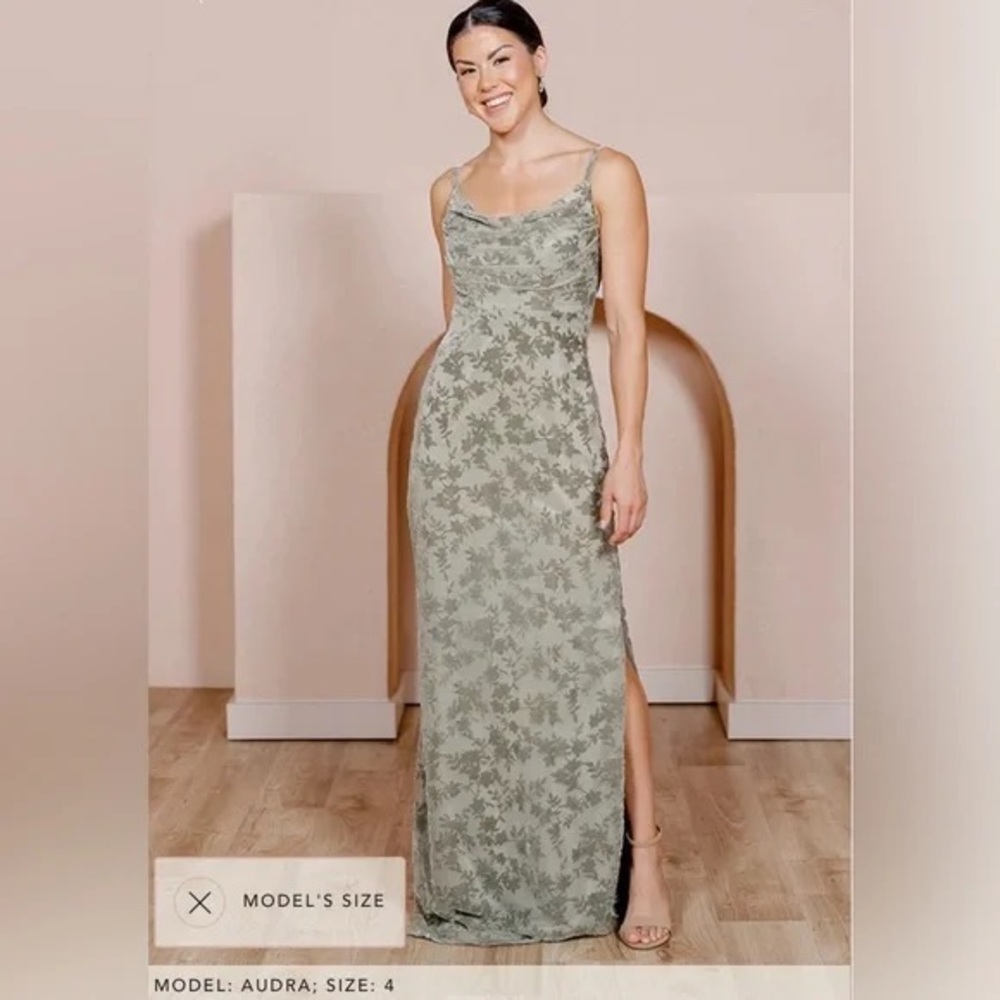 Revelry Skye Floral Burnout Velvet Dress - Silver Sage